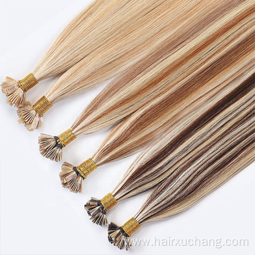 flat tip hair extension Wholesale black flat tip cuticle aligned virgin human hair extension vendors remy hair flat tip